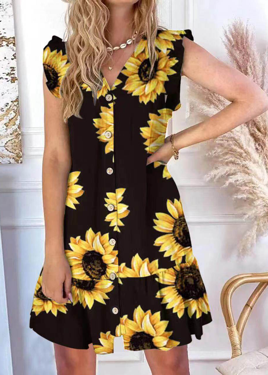 Robe d'été Femme Imprimé Vert Coupe Ample 2