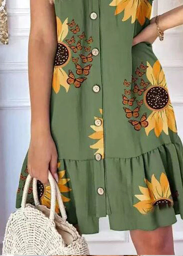 Robe d'été Femme Imprimé Vert Coupe Ample 4