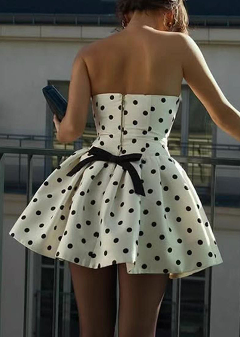 Robe d'été Femme Sans Bretelles à Pois Chic 0