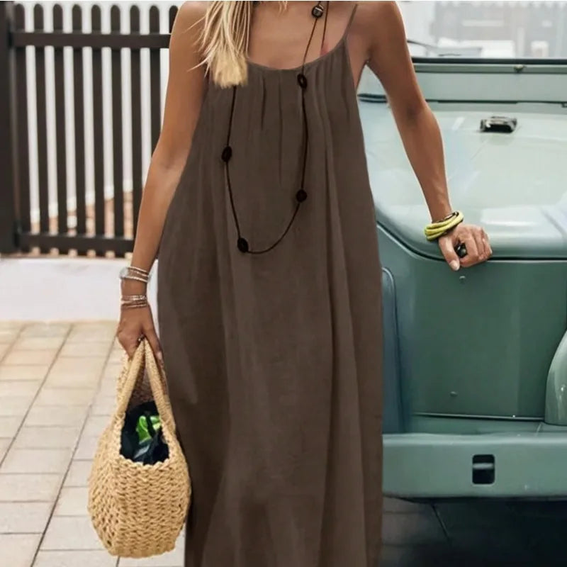 Robe d'été Femme à Bretelles Spaghetti Décontractée 1