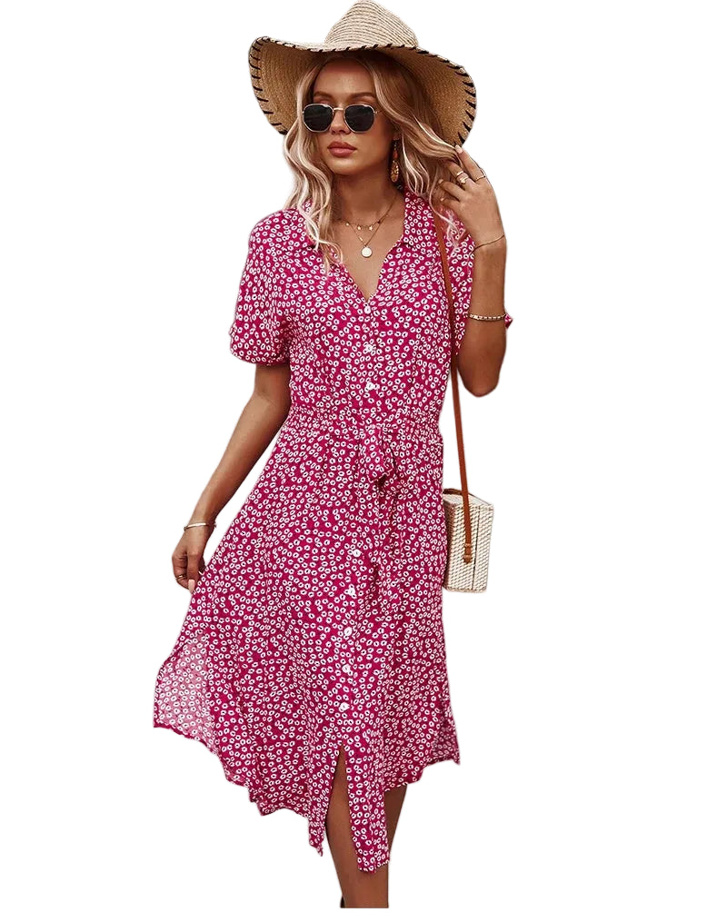 Robe d'été Mi-Longue à Imprimé Floral pour Femmes 0