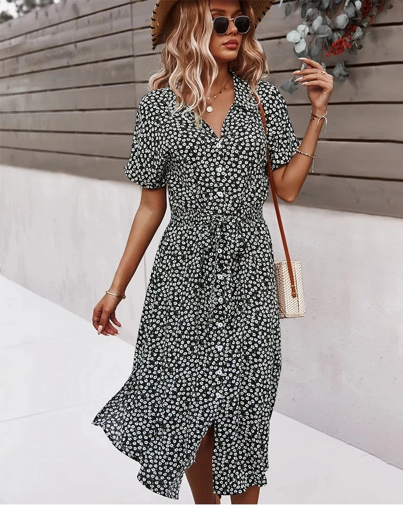 Robe d'été Mi-Longue à Imprimé Floral pour Femmes 4