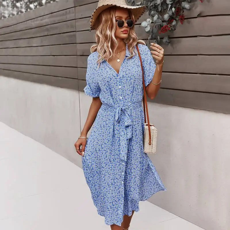 Robe d'été Mi-Longue à Imprimé Floral pour Femmes 6