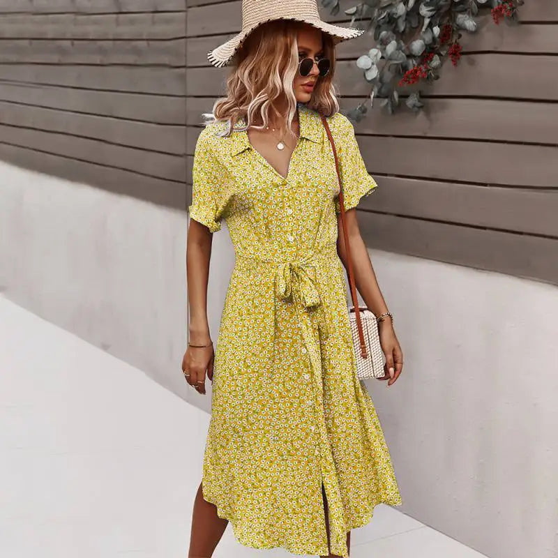 Robe d'été Mi-Longue à Imprimé Floral pour Femmes 7