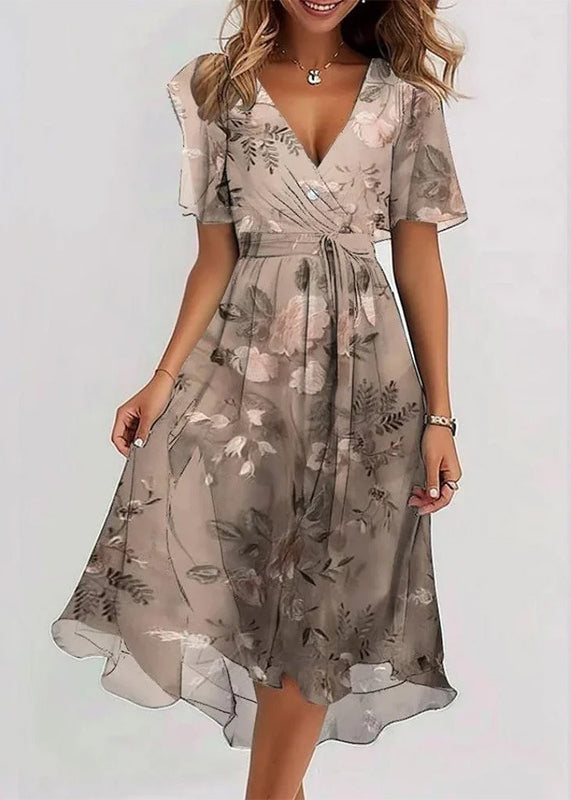Robe d'été à col en V imprimée pour femmes 2