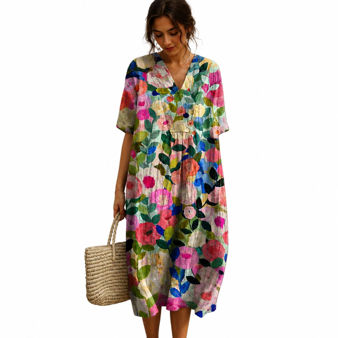 Robe d'été ample à fleurs pour femme 0