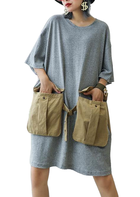 Robe d'été en coton à poches pour femmes 0