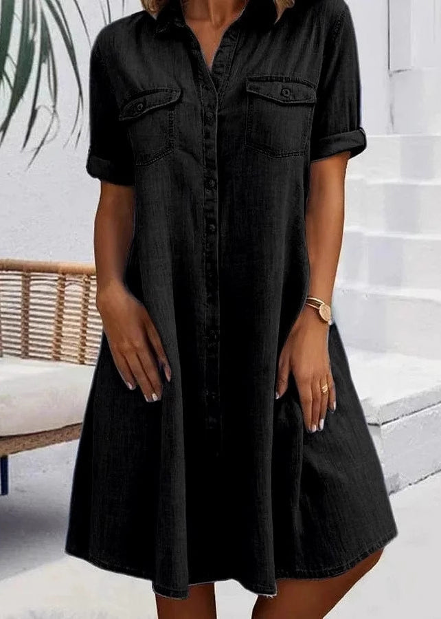 Robe d'été en denim à col claudine pour grandes tailles 2
