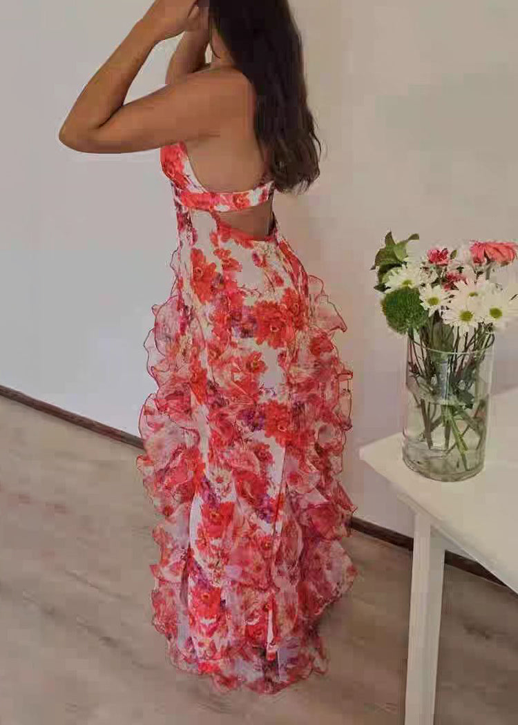 Robe d'été femme à bretelles fines et col en V imprimé 2