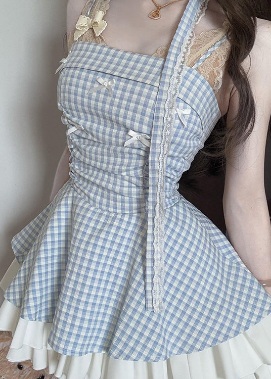 Robe d'été femme à bretelles spaghetti à carreaux 4