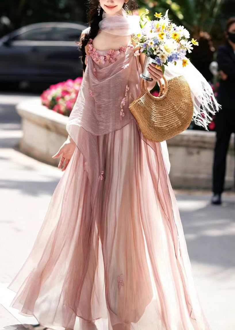 Robe d'été femme à bretelles spaghetti fluide et fleurie 2