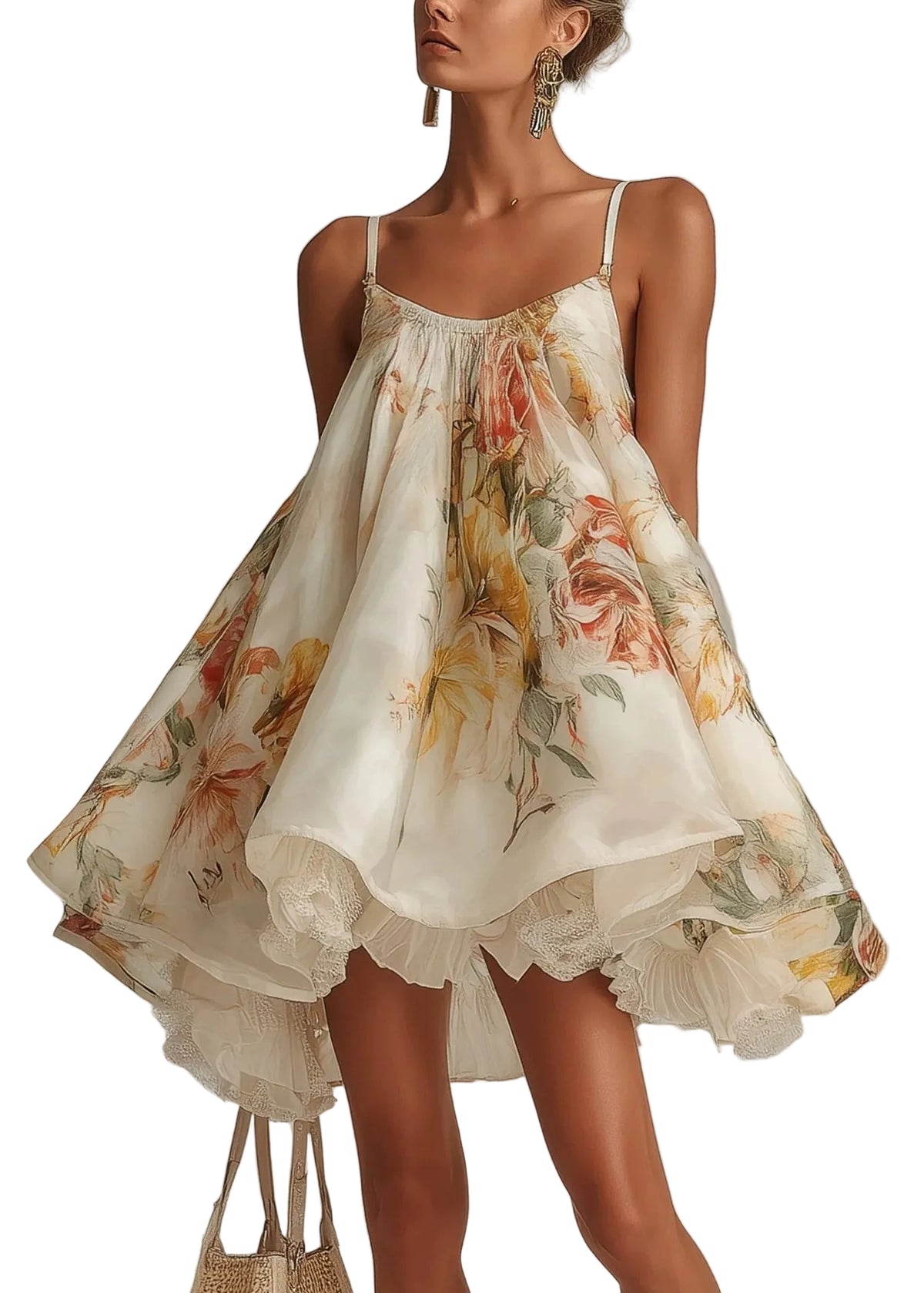 Robe d'été femme à bretelles spaghetti imprimée 0