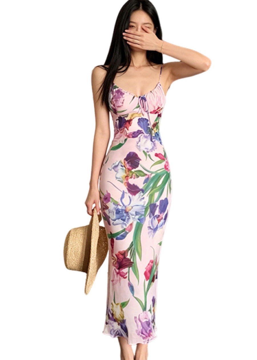 Robe d'été femme à bretelles spaghetti imprimée 4