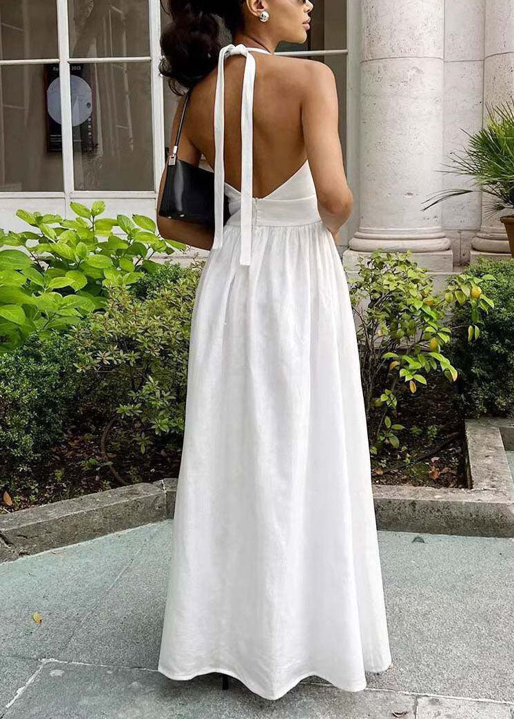 Robe d'été femme à col en V et licou légère 4