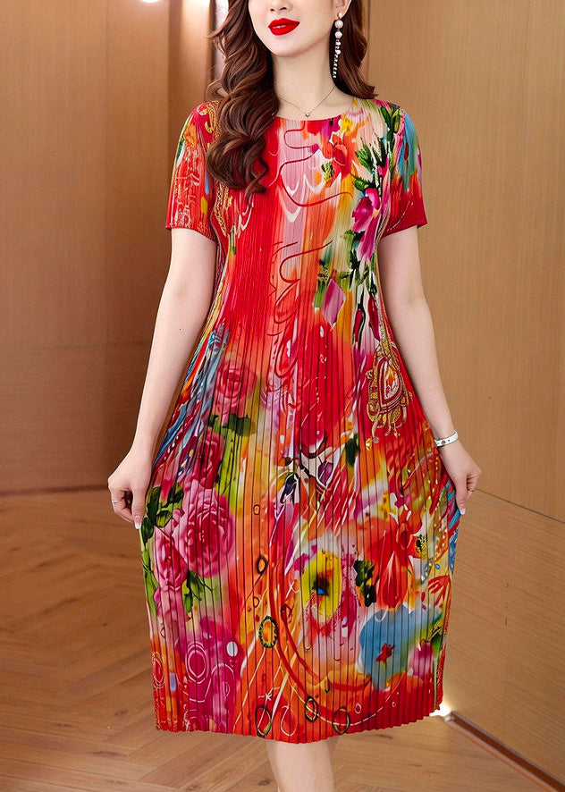 Robe d'été femme à col rond et effet froissé 2