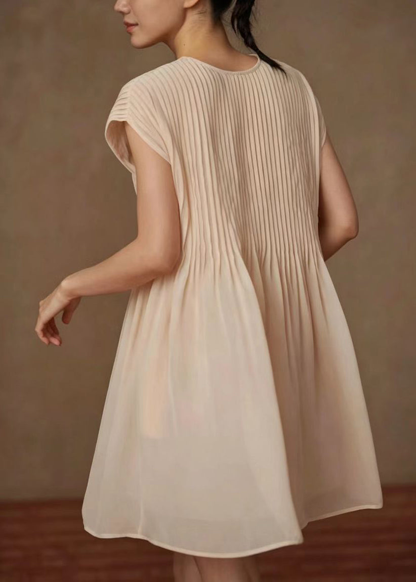 Robe d'été femme à col rond froissée 0