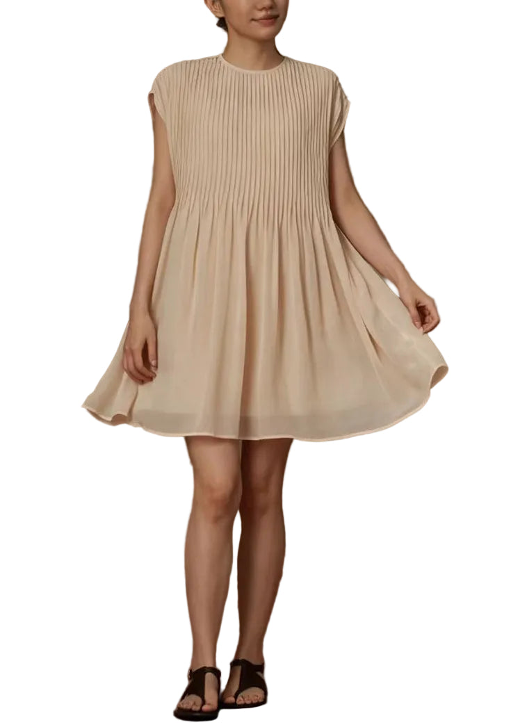 Robe d'été femme à col rond froissée 1