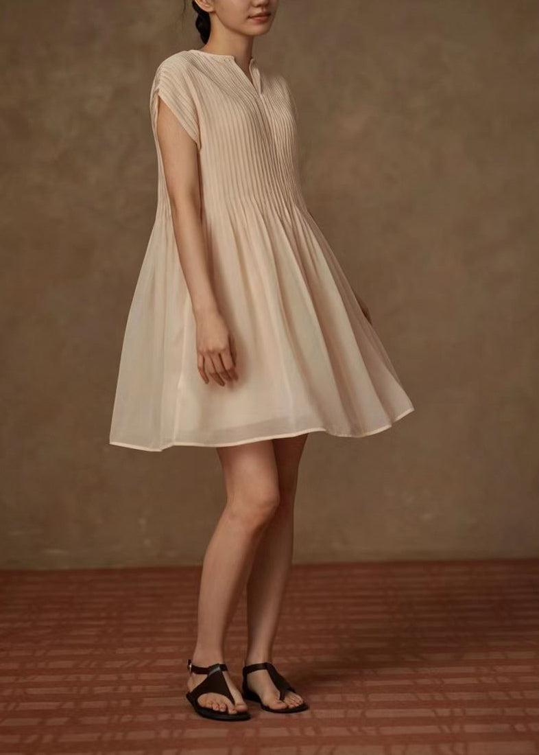 Robe d'été femme à col rond froissée 2