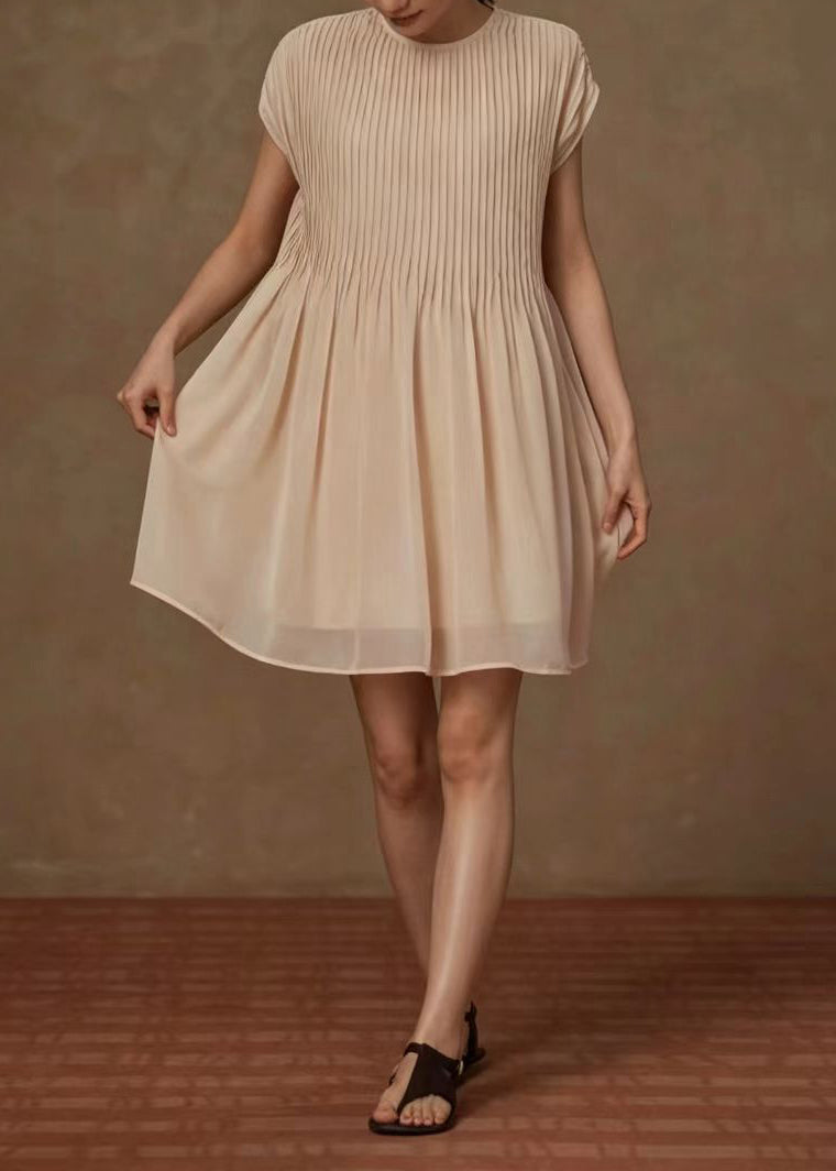 Robe d'été femme à col rond froissée 3