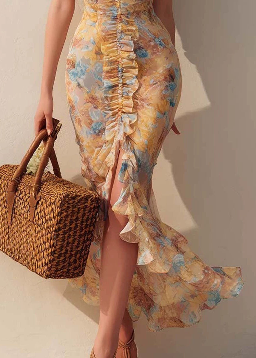 Robe d'été femme à volants imprimée patchwork 3