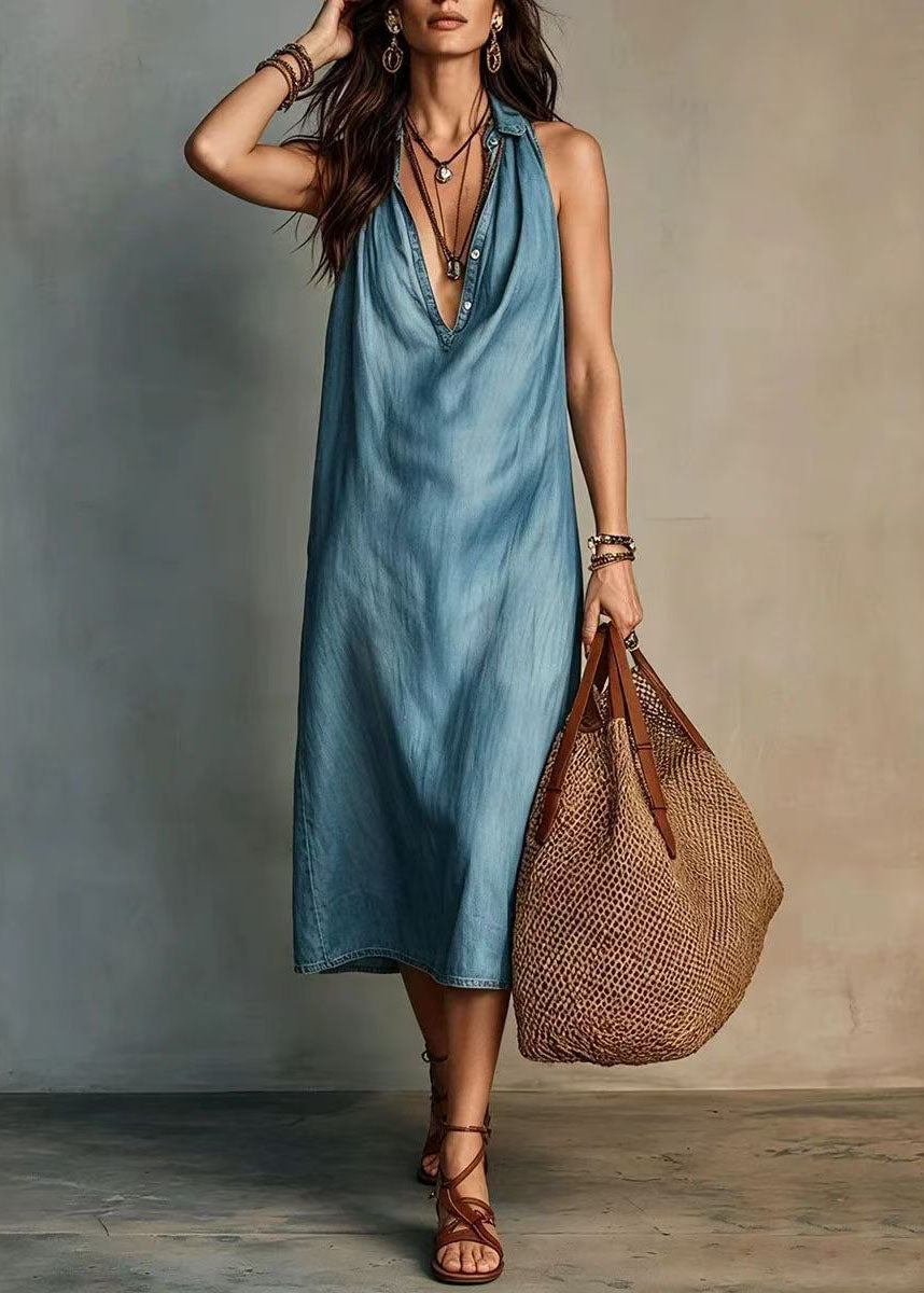 Robe d'été femme col en V coupe ample 1