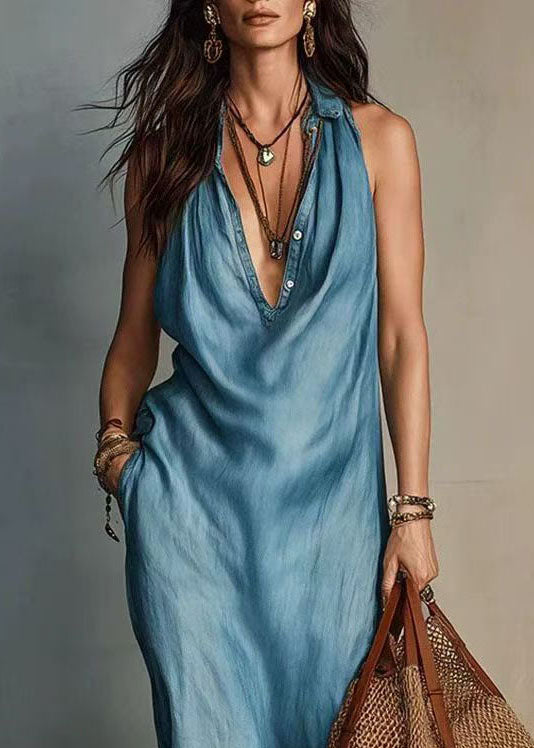 Robe d'été femme col en V coupe ample 3
