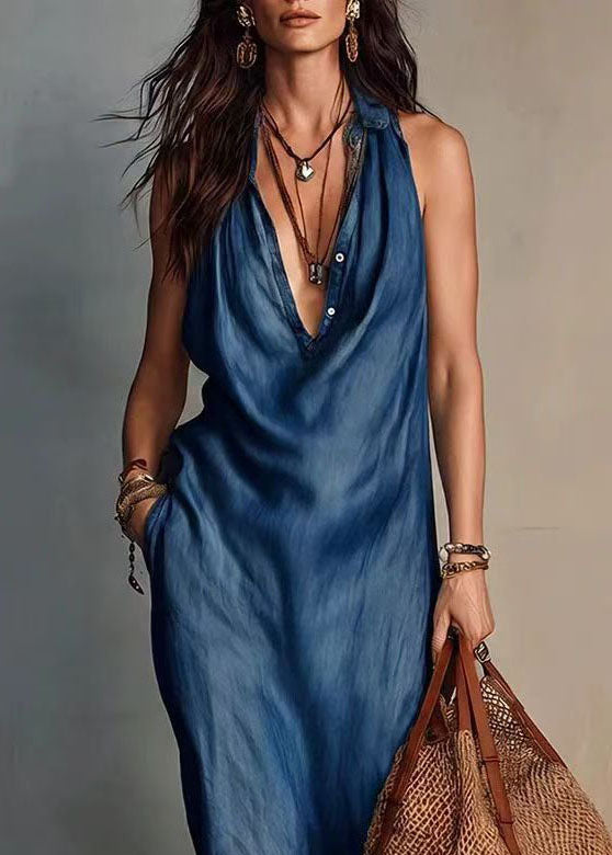 Robe d'été femme col en V sans manches style marin 3