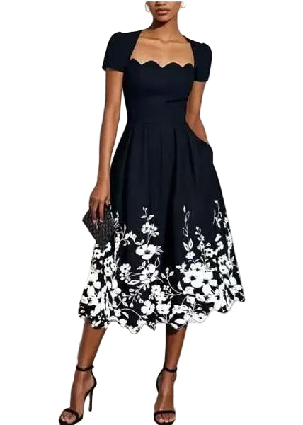 Robe d'été femme style bohème col carré 0