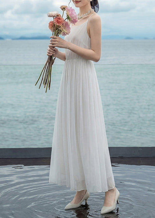 Robe d'été pour femme à bretelles spaghetti froissée 2