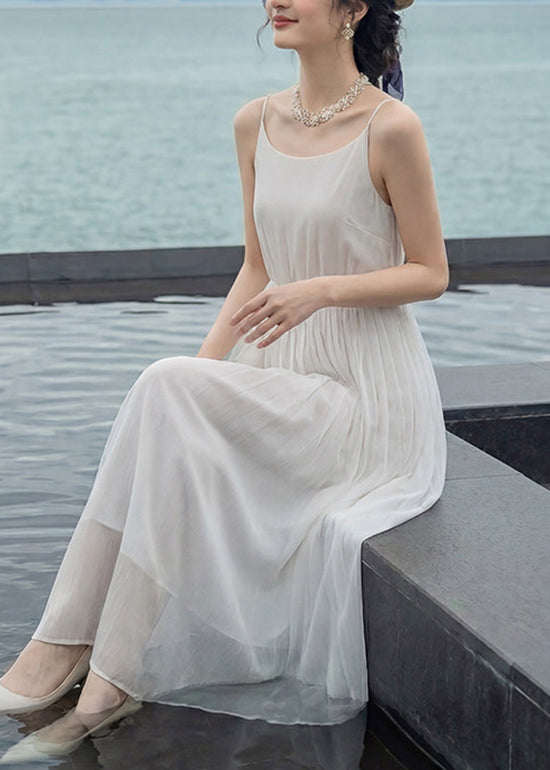 Robe d'été pour femme à bretelles spaghetti froissée 3