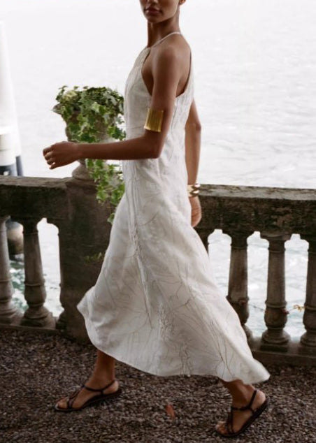 Robe d'été pour femme à col licou brodée 2