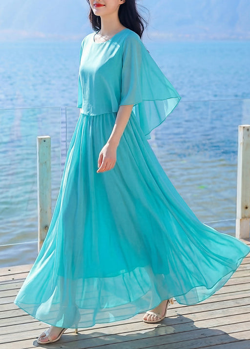 Robe d'été pour femme à col rond et patchwork 1