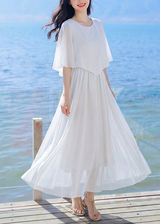 Robe d'été pour femme à col rond et patchwork 2