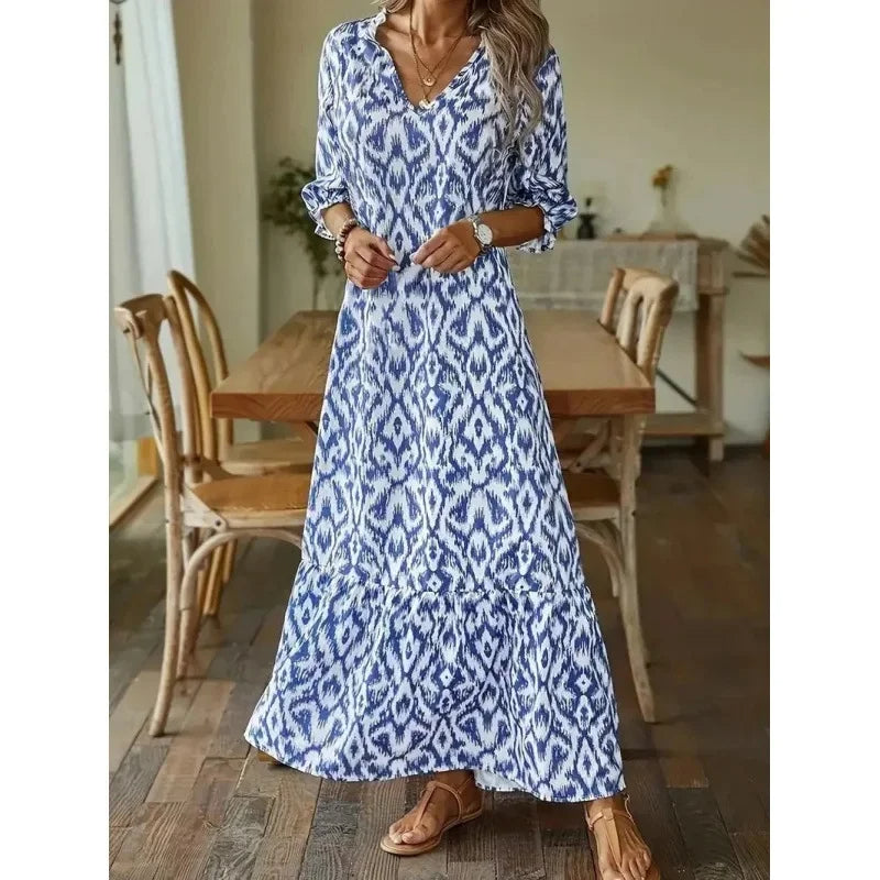 Robe d'été pour femme avec col en V et manches courtes 1