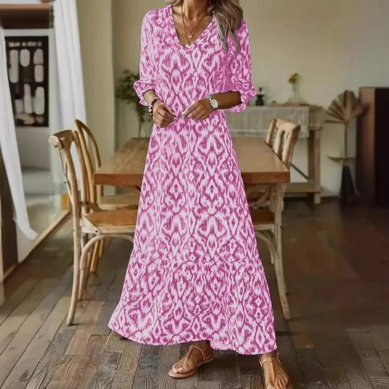 Robe d'été pour femme avec col en V et manches courtes 2