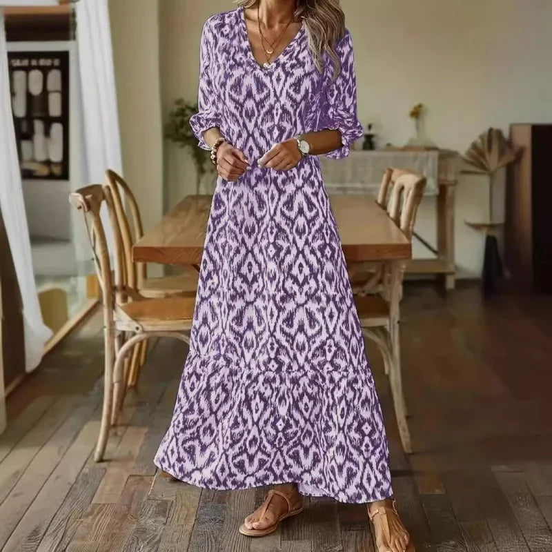 Robe d'été pour femme avec col en V et manches courtes 3