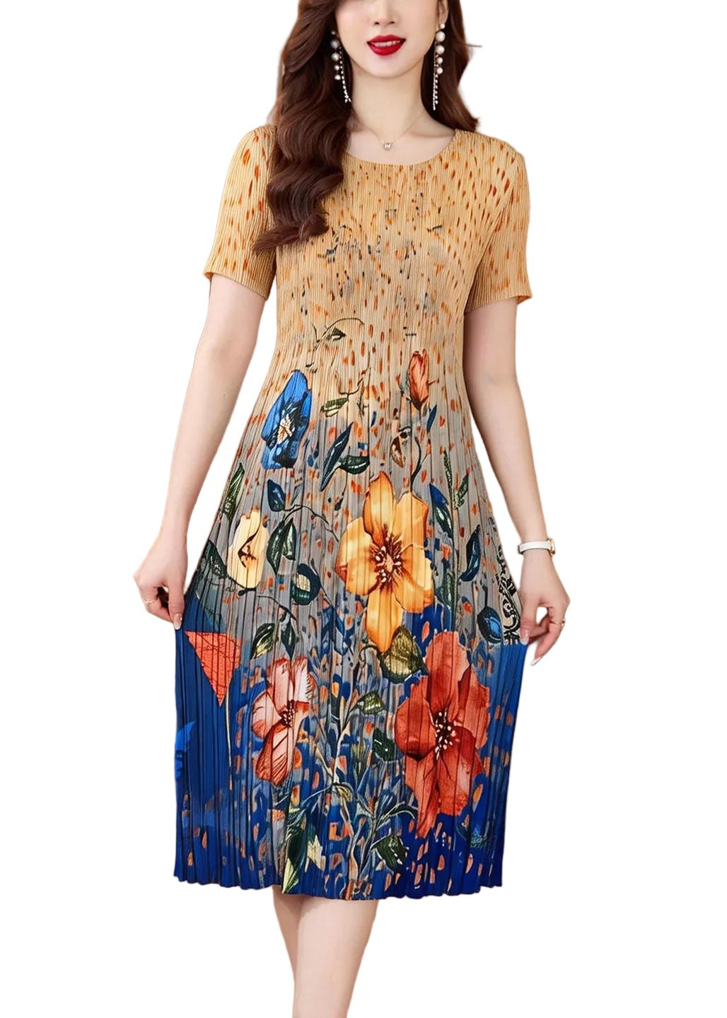Robe d'été pour femmes à col rond et coupe ajustée 0