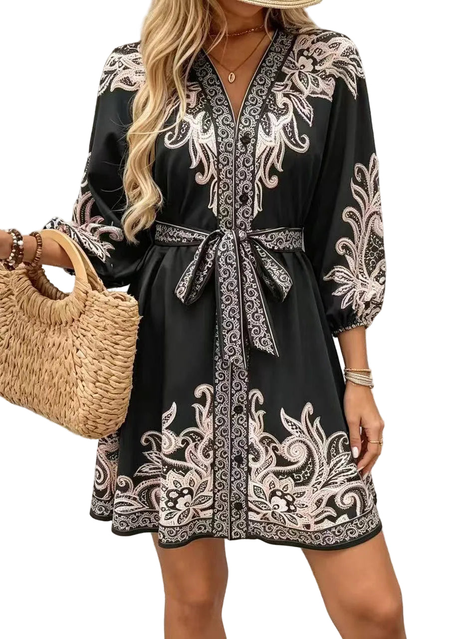 Robe d'été pour femmes à nouer à la taille 0