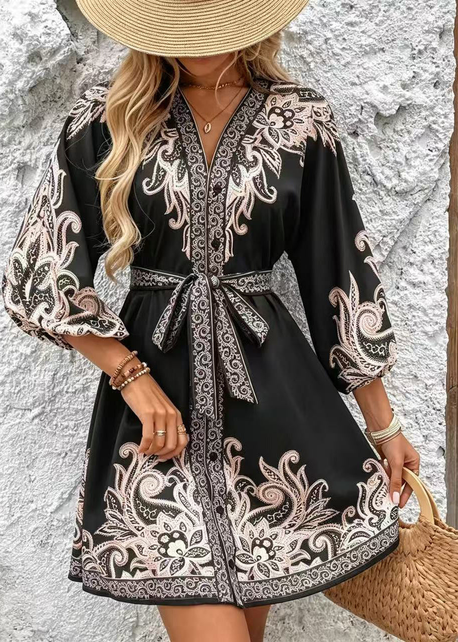 Robe d'été pour femmes à nouer à la taille 2