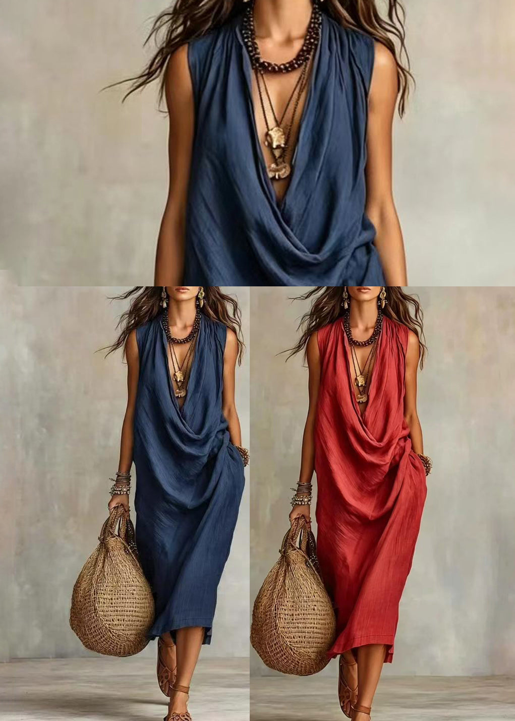 Robe d'été pour femmes col en V ample 4