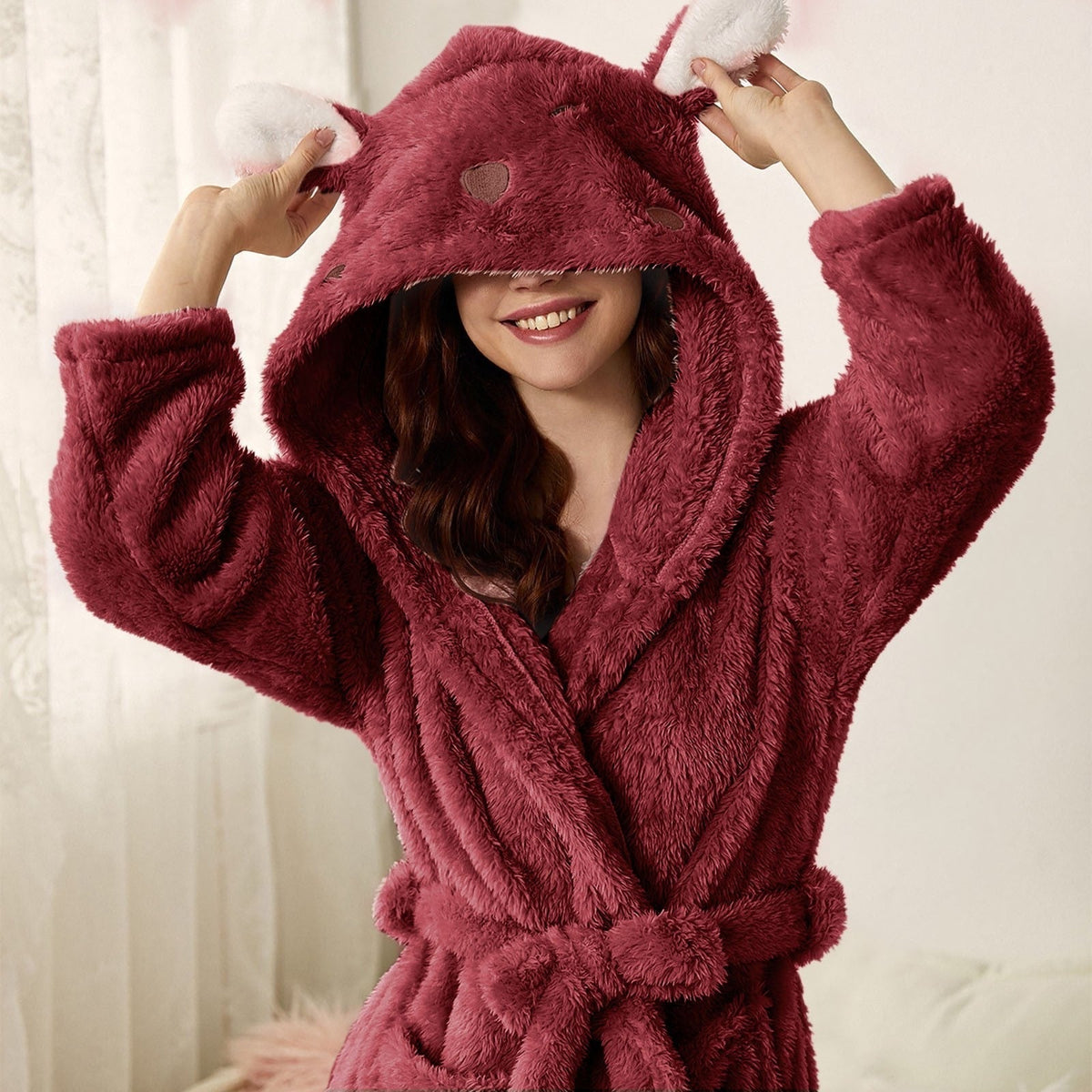 Robe de Bain à Capuche en Éponge pour Femmes - Confort Pratique et Douceur 2