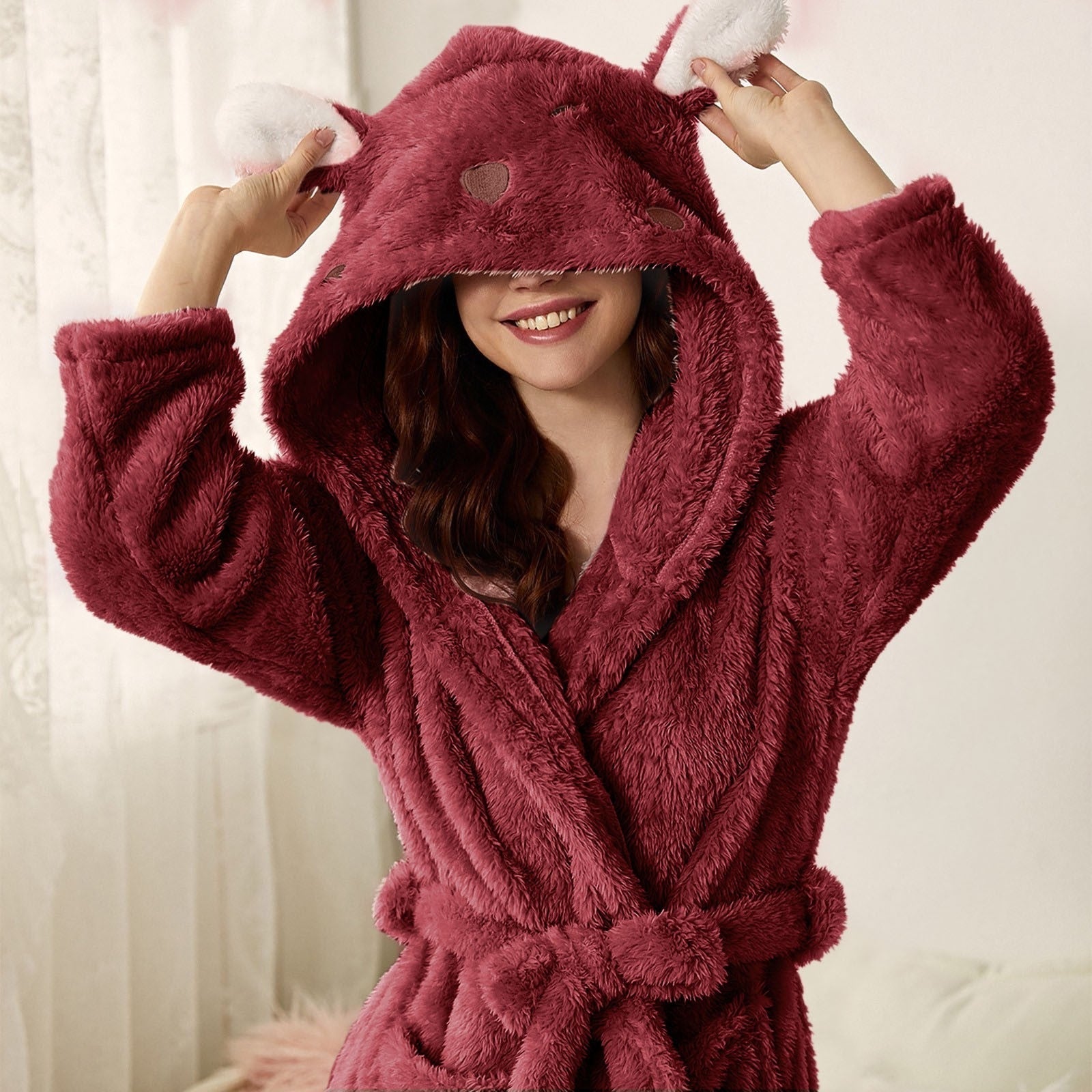 Robe de Bain à Capuche en Éponge pour Femmes - Confort Pratique et Douceur 2