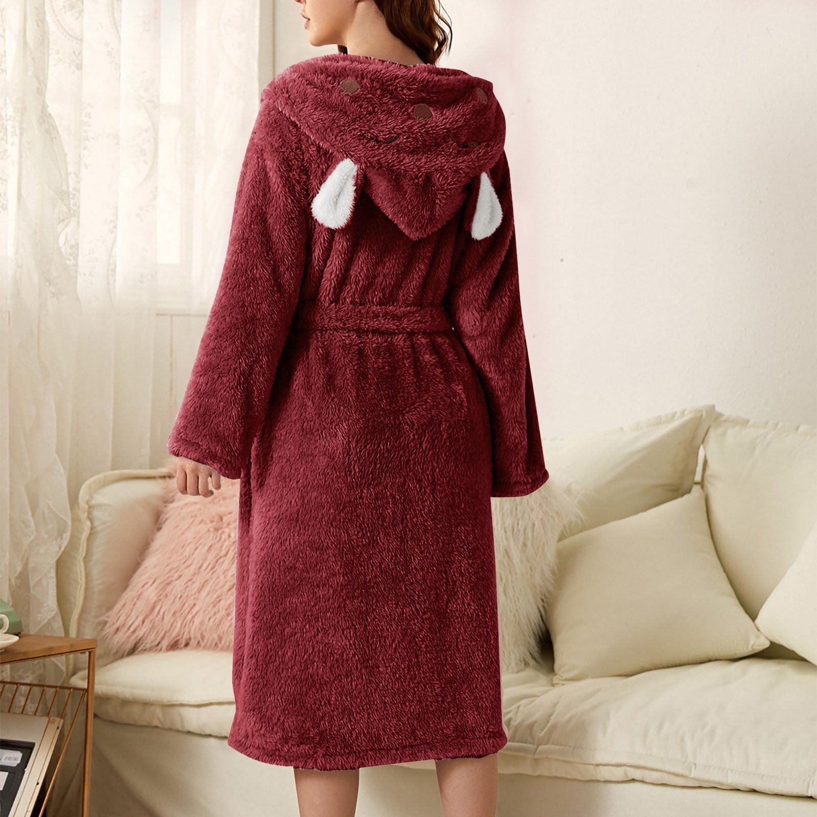 Robe de Bain à Capuche en Éponge pour Femmes - Confort Pratique et Douceur 4
