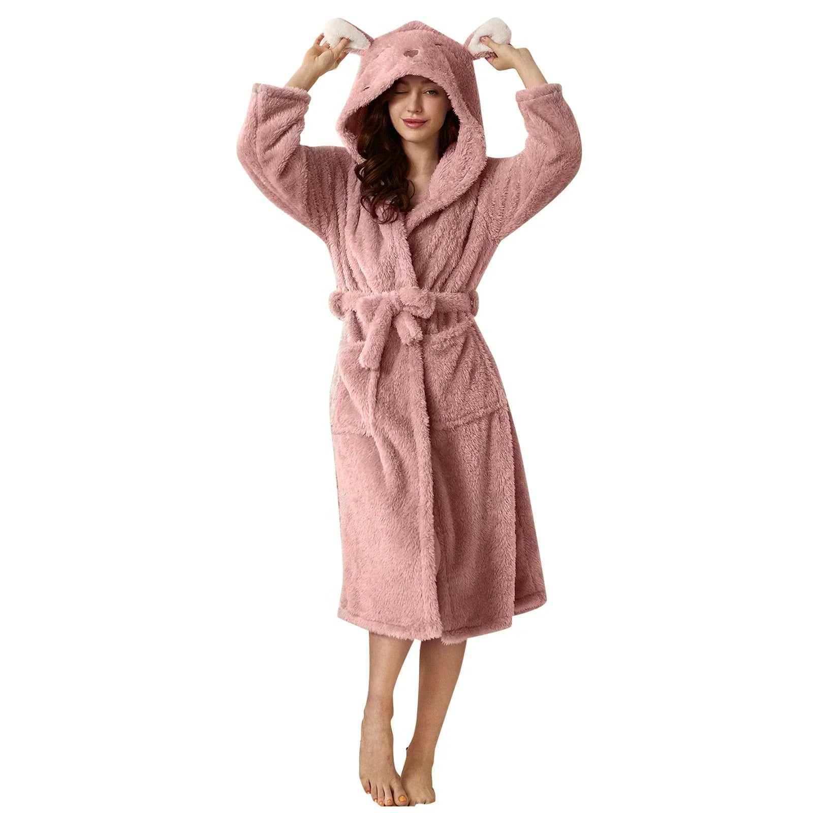 Robe de Bain à Capuche en Éponge pour Femmes - Confort Pratique et Douceur 6