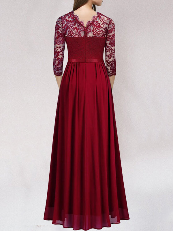 Robe de Demoiselle d'Honneur Longue en Dentelle 1