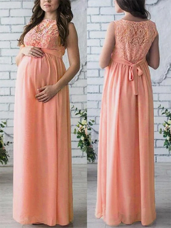 Robe de Grossesse Bohème Longue Ceinturée pour Soirée Femme Enceinte 4