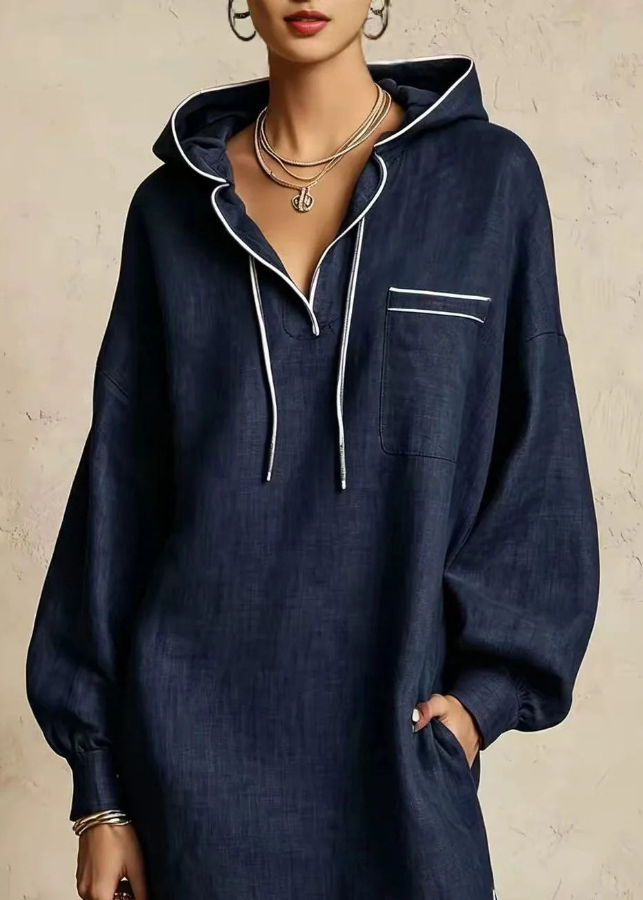 Robe de Jour Femme Capuche Manches Longues Ajustable 2