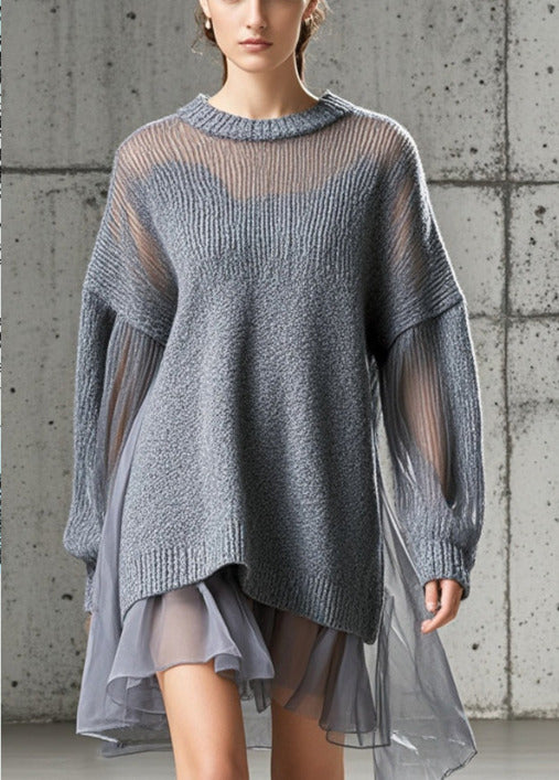 Robe de Jour Oversize en Tulle et Tricot pour Femmes 4