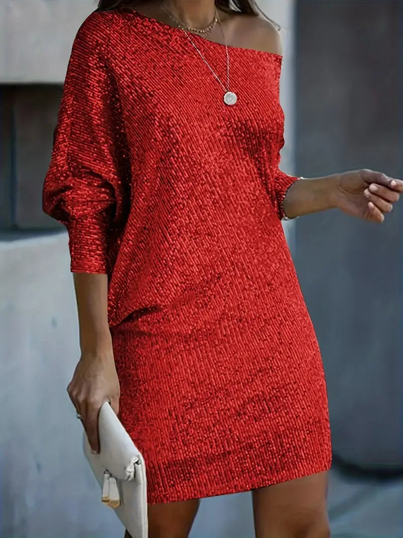 Robe de Soirée Femme à Paillettes Contrastées 2
