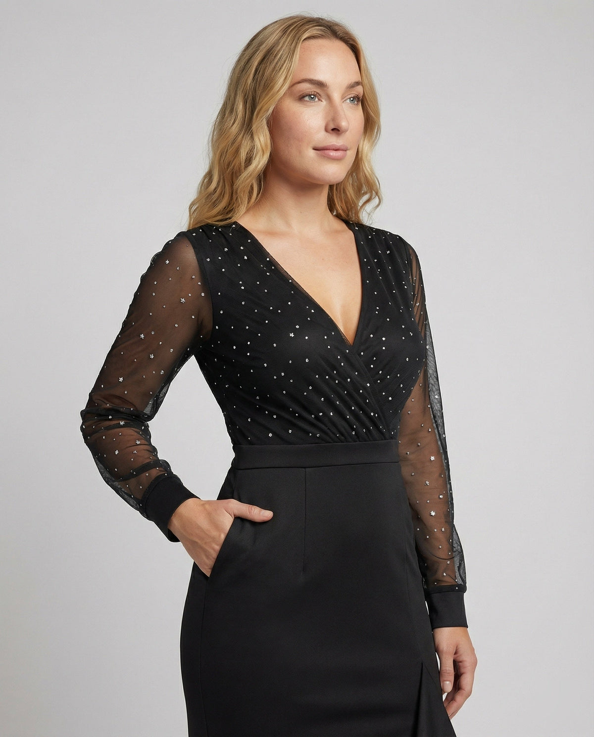 Robe de Soirée Longue Chic à Volants et Sequins pour Femme 1